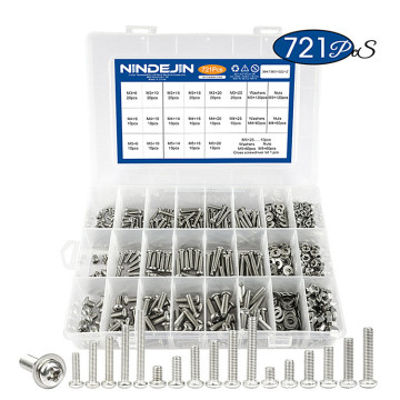 Stainless Steel M3 M4 Sems Screw Assortment Kit Phillips Pan Head Machine Screw Three Combination Screw with Washer